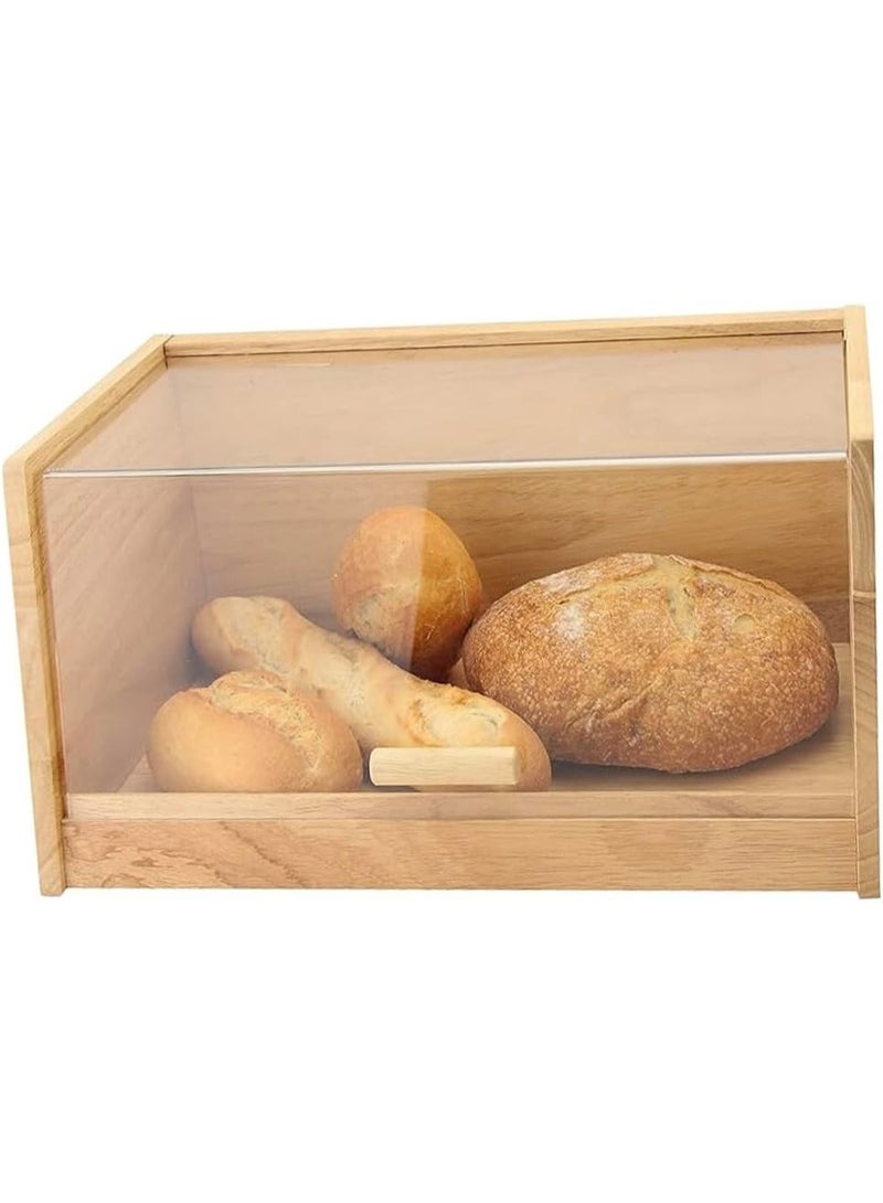 Orchid Wooden Bread Box with Transparent Flip Lid, Bamboo Bread Storage Box for Kitchen Countertop, Large Capacity Bread Keeper For Loaves & Buns, Bread Container with Lid - Image 1